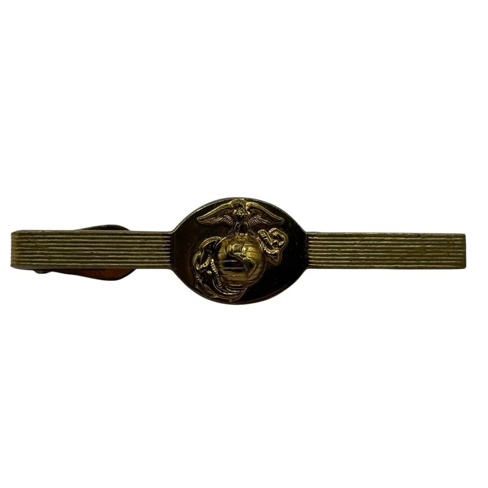 USMC Marine Corps Tie Bar Clip Swank‎ Eagle Anchor Globe Gold Tone Military VTG